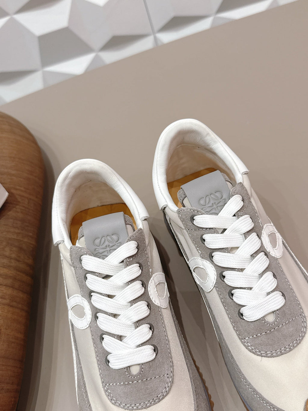 Loewe 26s Flow Runner Sneaker In Dark Gray Suede And White Calfskin