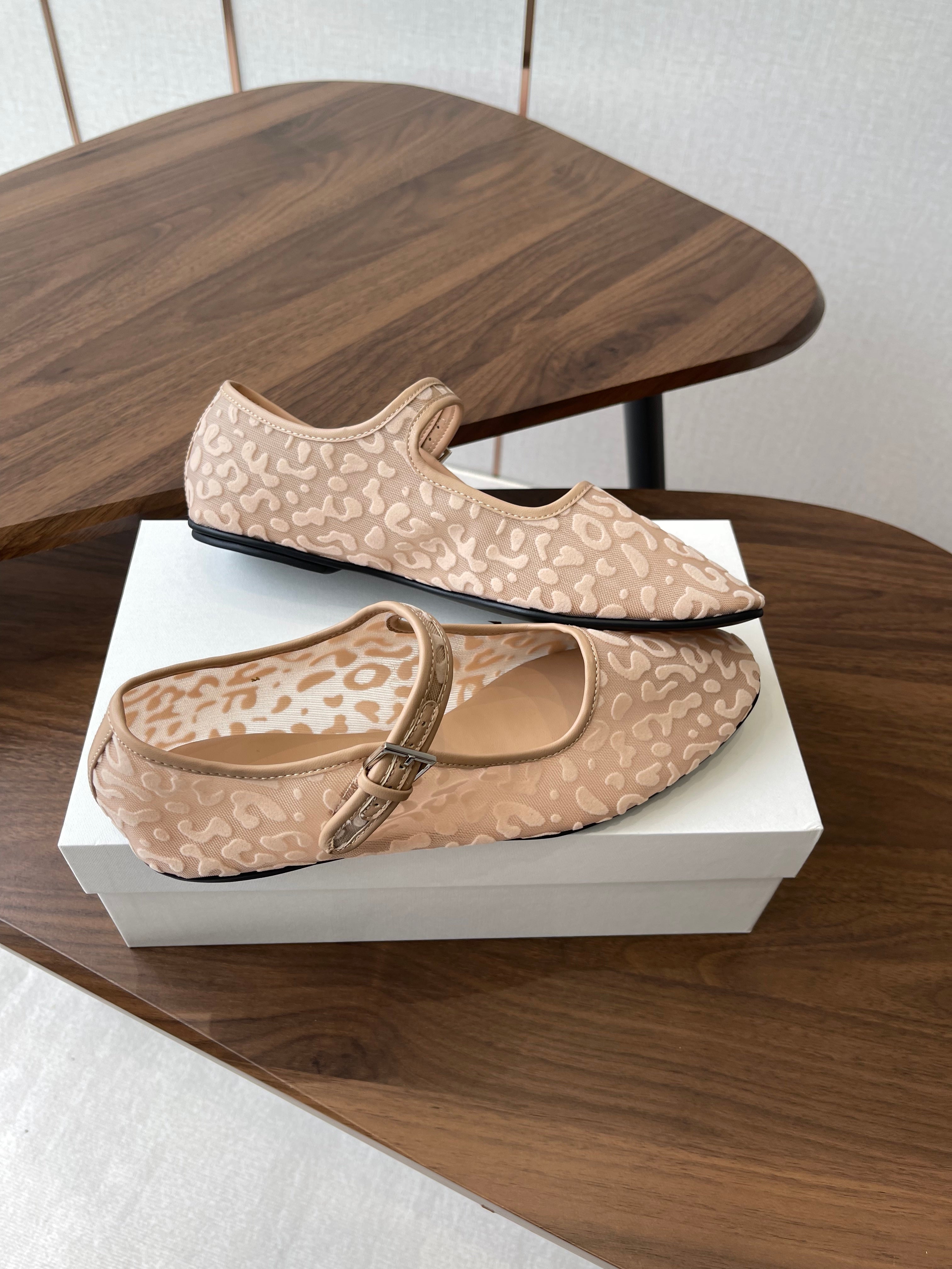The Row  Mary Jane Nude Beige Mesh And Sheepskin 330803