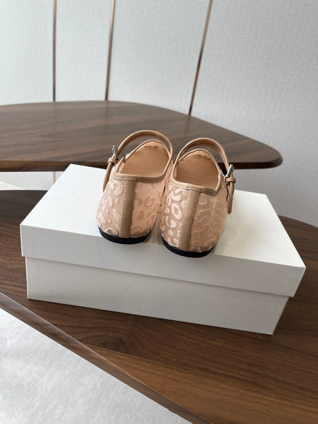The Row  Mary Jane Nude Beige Mesh And Sheepskin 330803