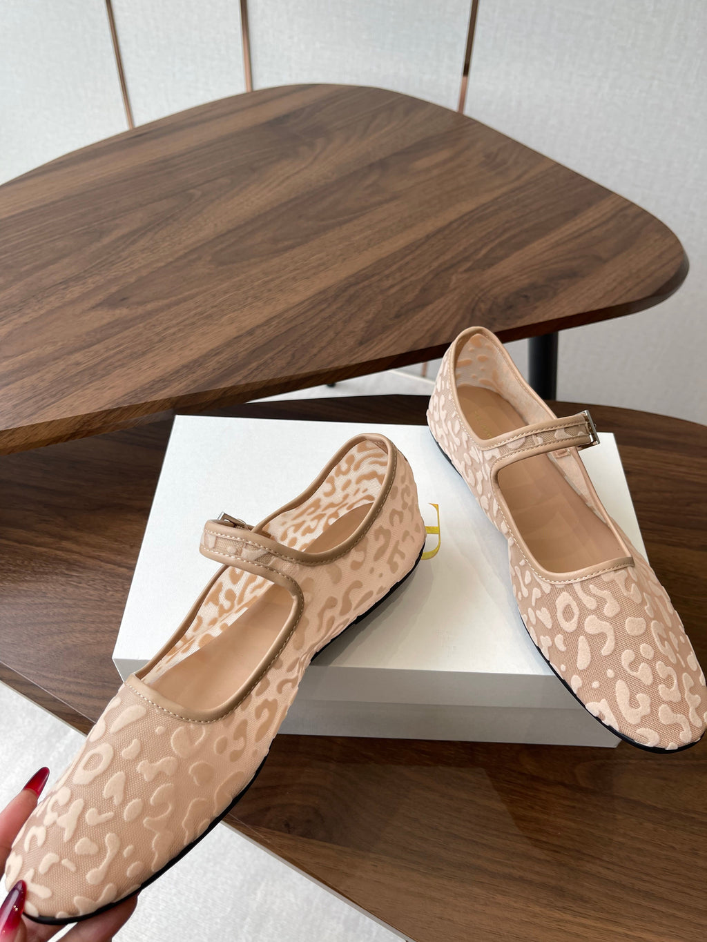 The Row  Mary Jane Nude Beige Mesh And Sheepskin 330803