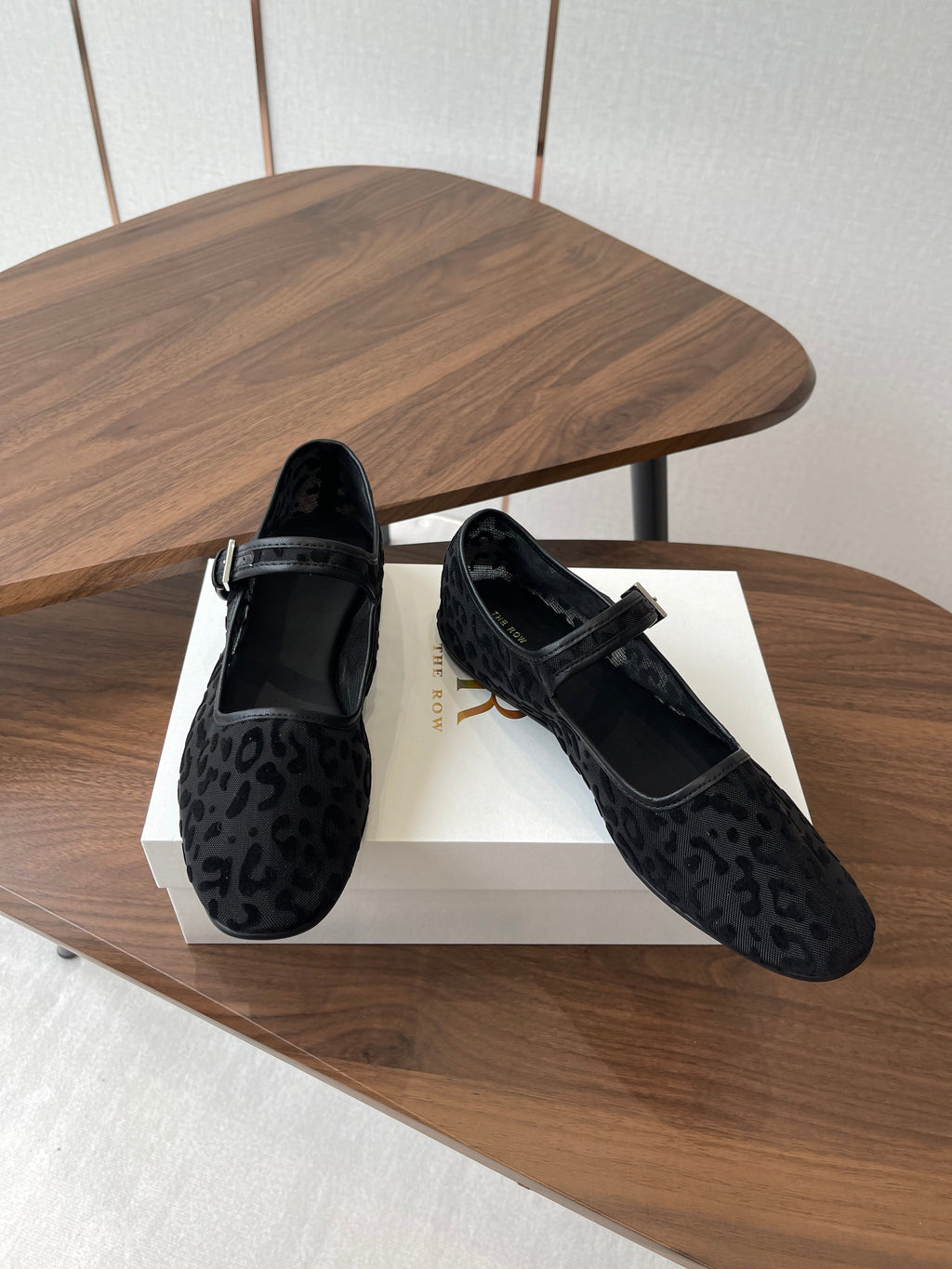 The Row  Mary Jane Black Mesh And Sheepskin 330804