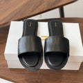 The Row Sara Strap Slide Sandal Black Cowhide 330806