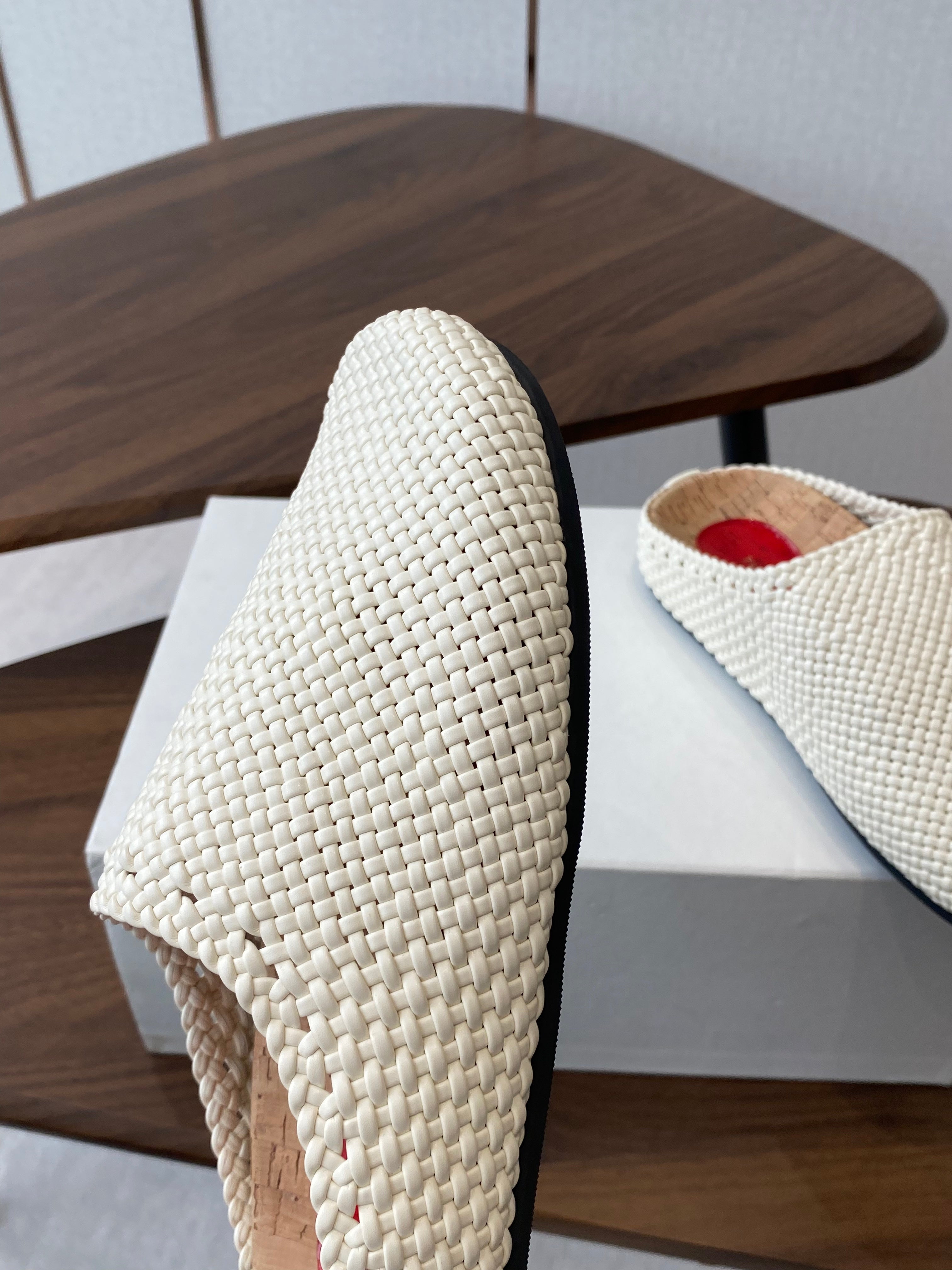 The Row Slip-on Mule White Woven Cowhide 334527
