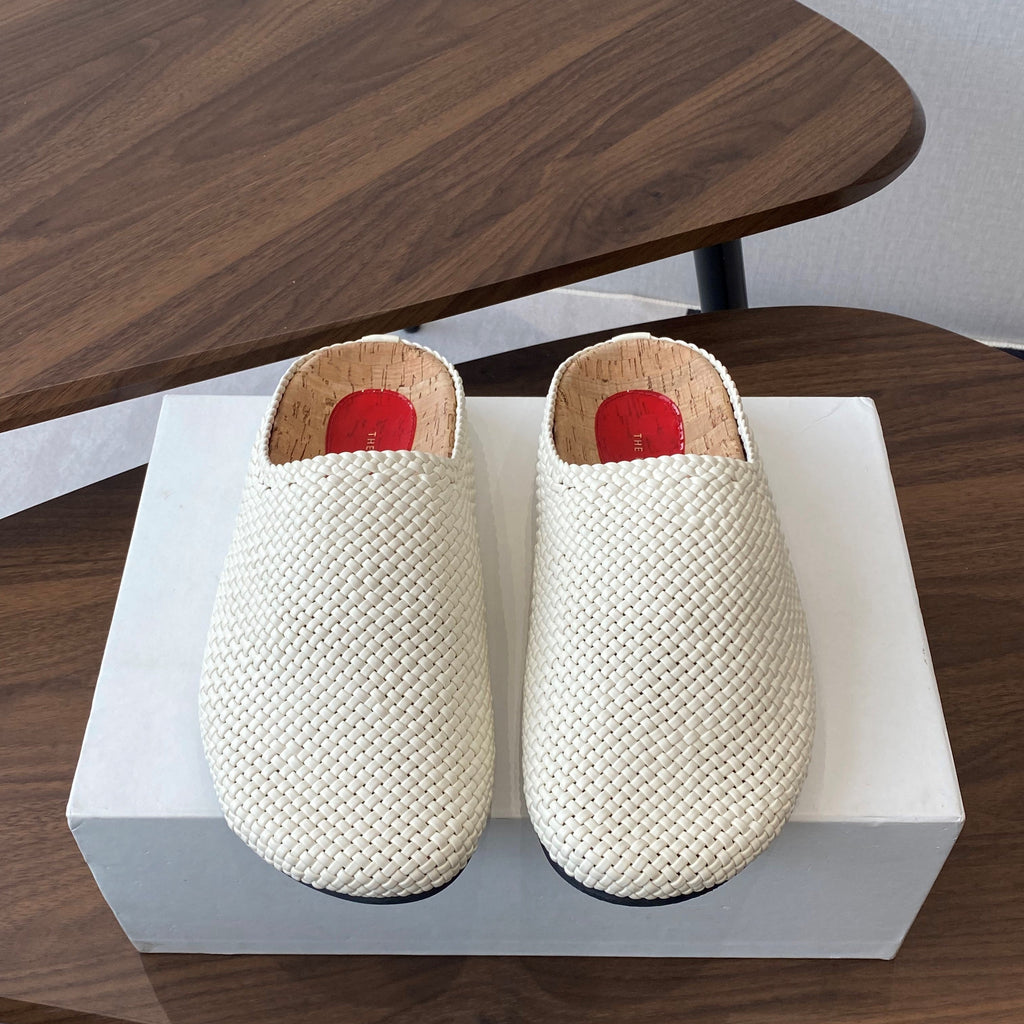 The Row Slip-on Mule White Woven Cowhide 334527