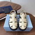 Prada 26s Fisherman's Sandals Ivory Leather 727673
