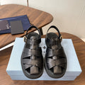 Prada 26s Fisherman's Sandals Black Leather 727674