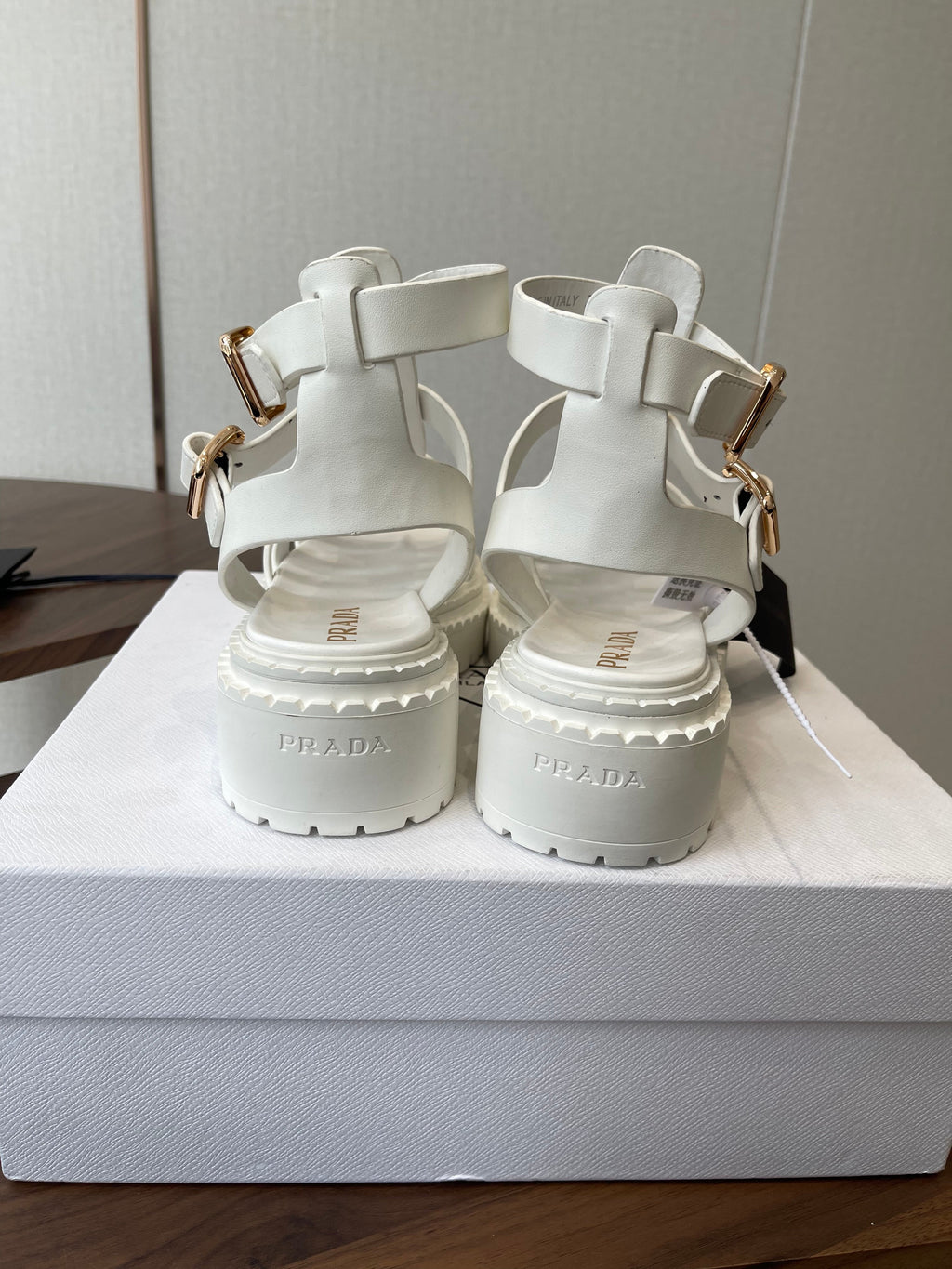 Prada Strappy Sandals 5.5cm White Leather 728560