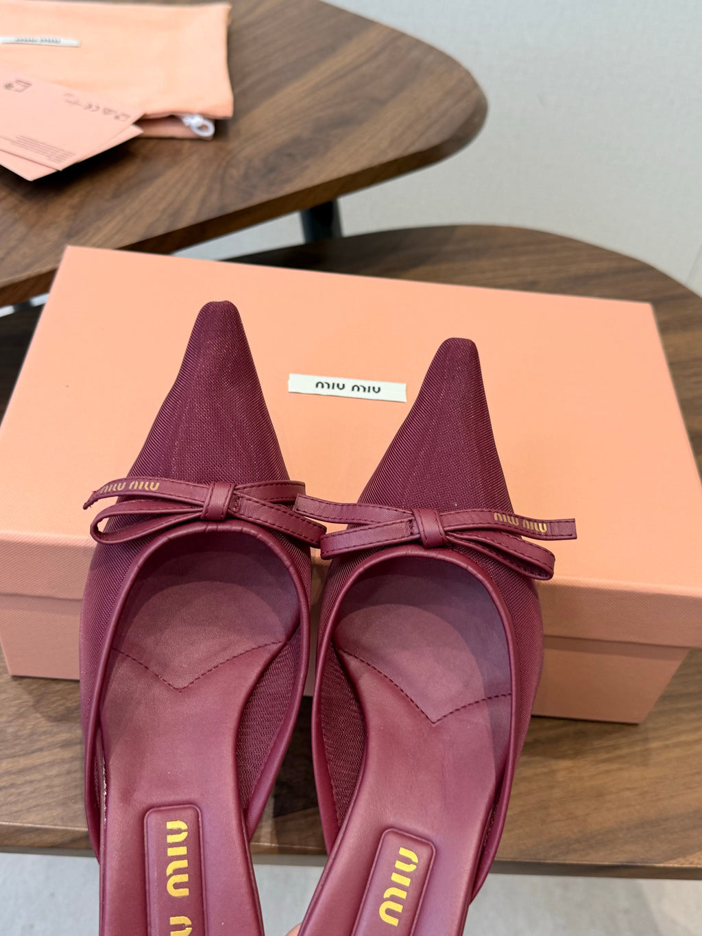 Miu 26s High-Heeled Mules Burgundy Cotton 790456