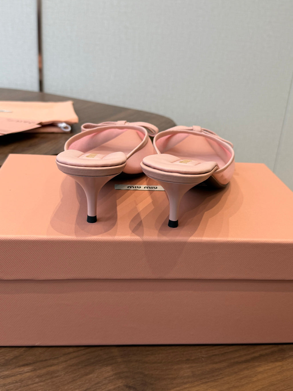 Miu 26s High-Heeled Mules Light Pink Cotton 790459