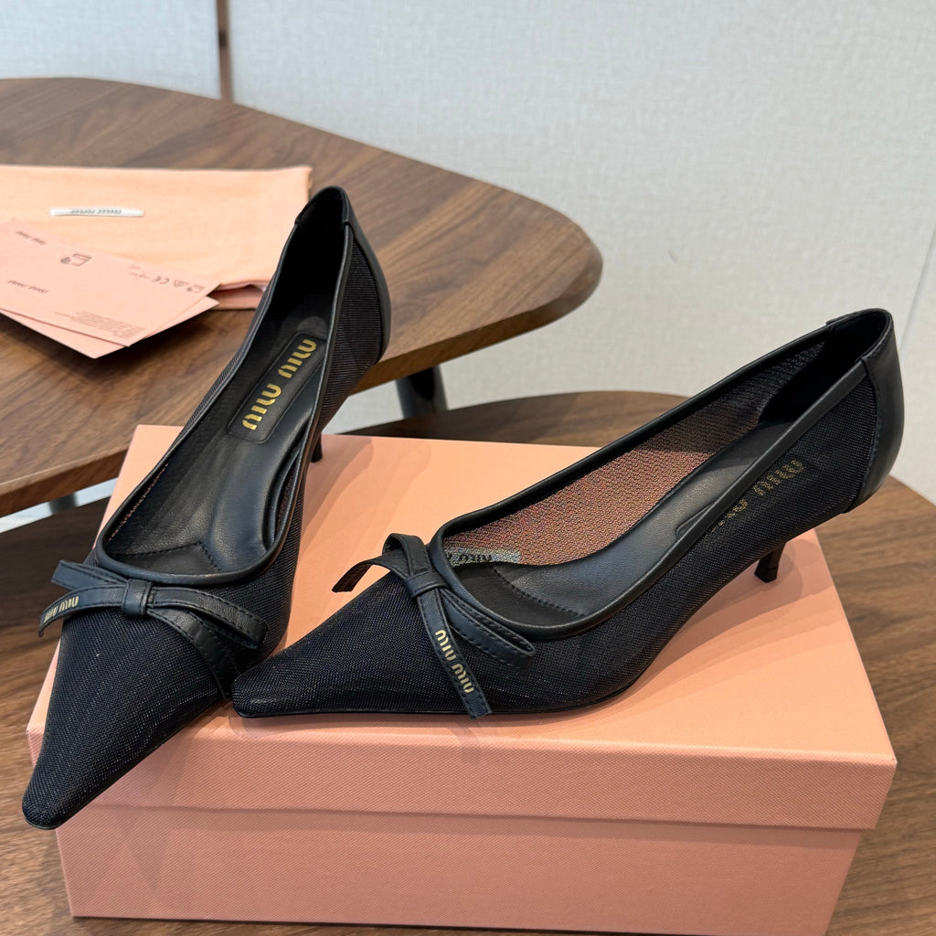 Miu 26s High-Heeled Pump Black Cotton 790460
