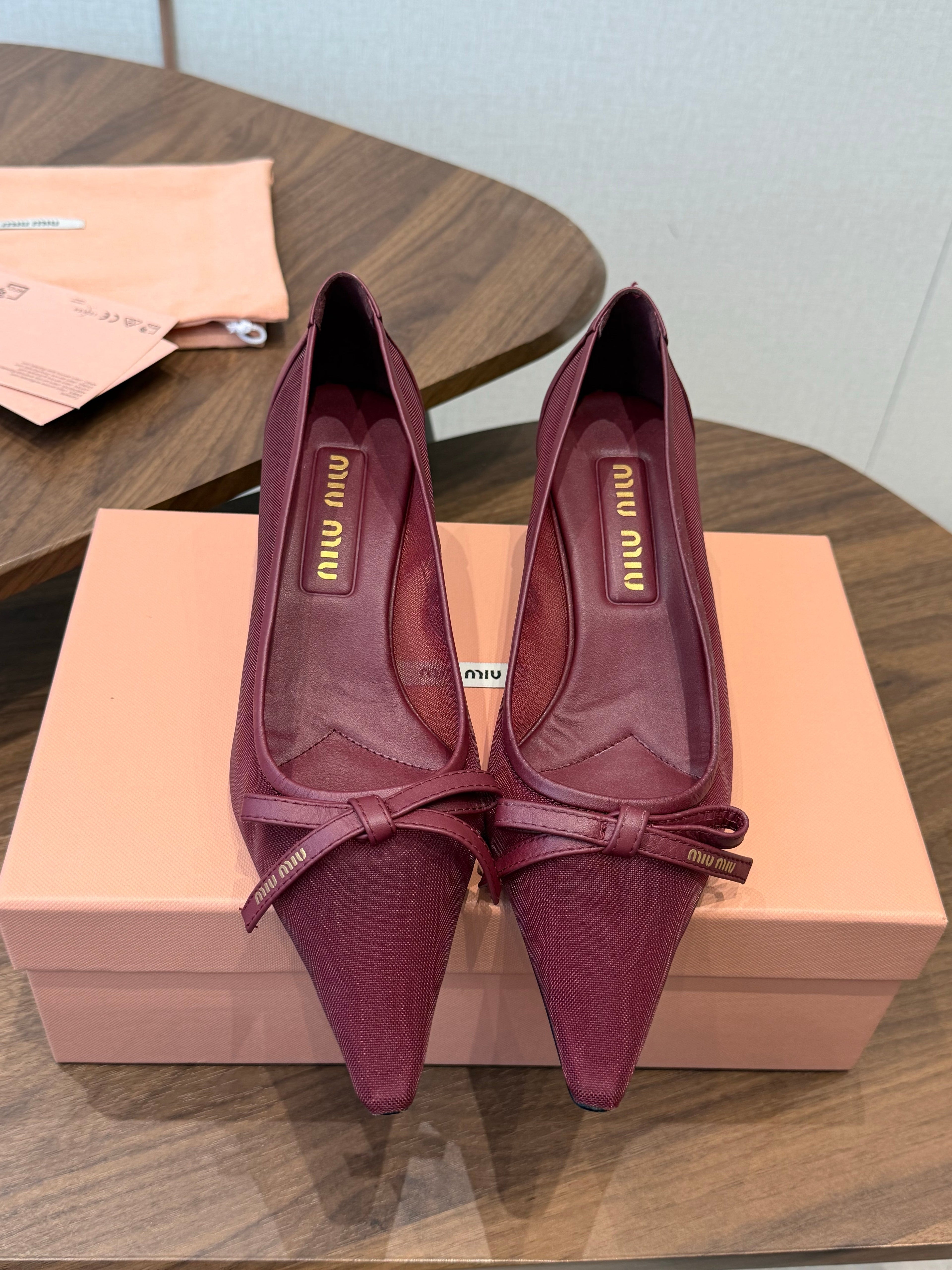Miu 26s High-Heeled Pump Burgundy Cotton 790463