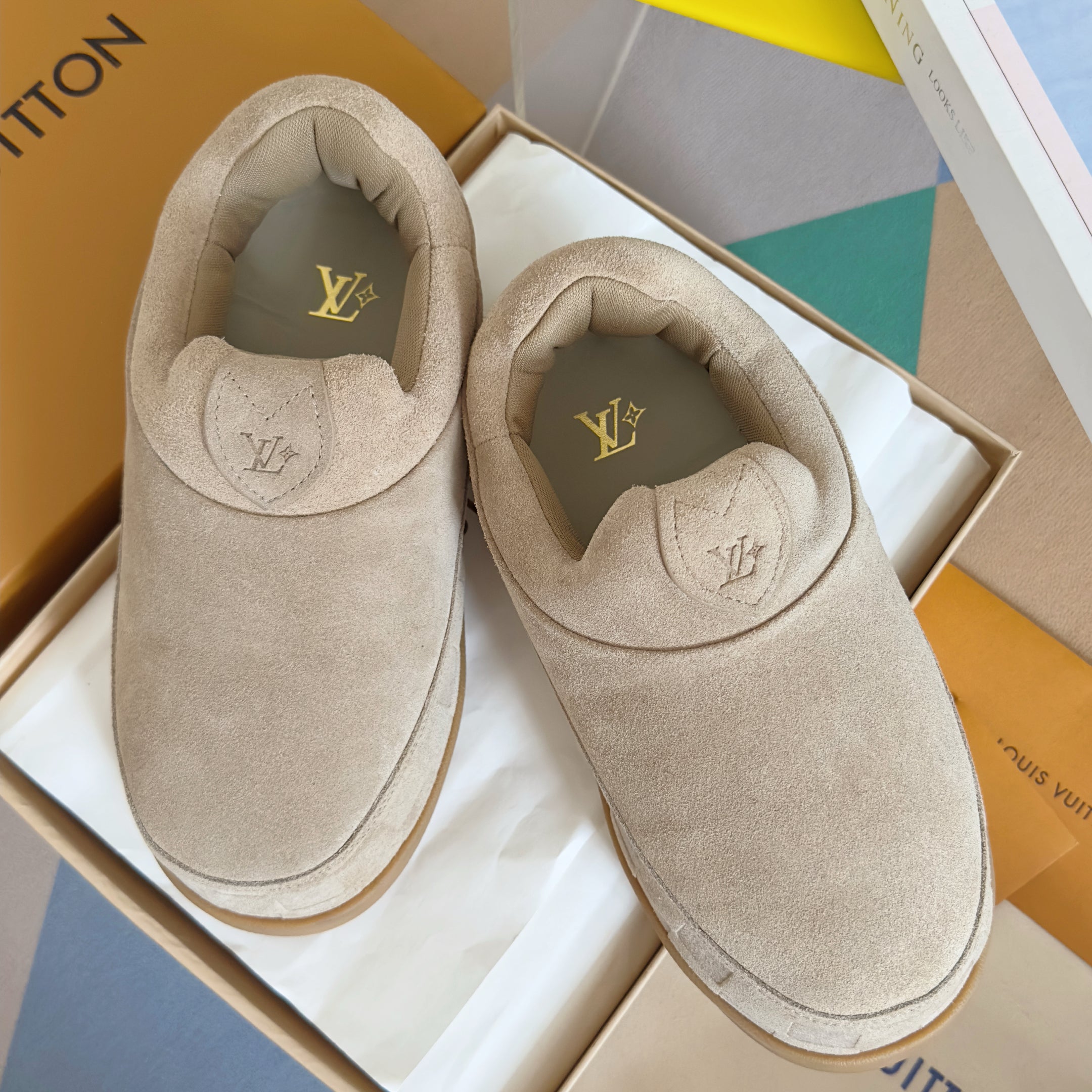 LV Yeti Slip On 20mm Soft Amber Embossed Damier Graphine Suede 459765