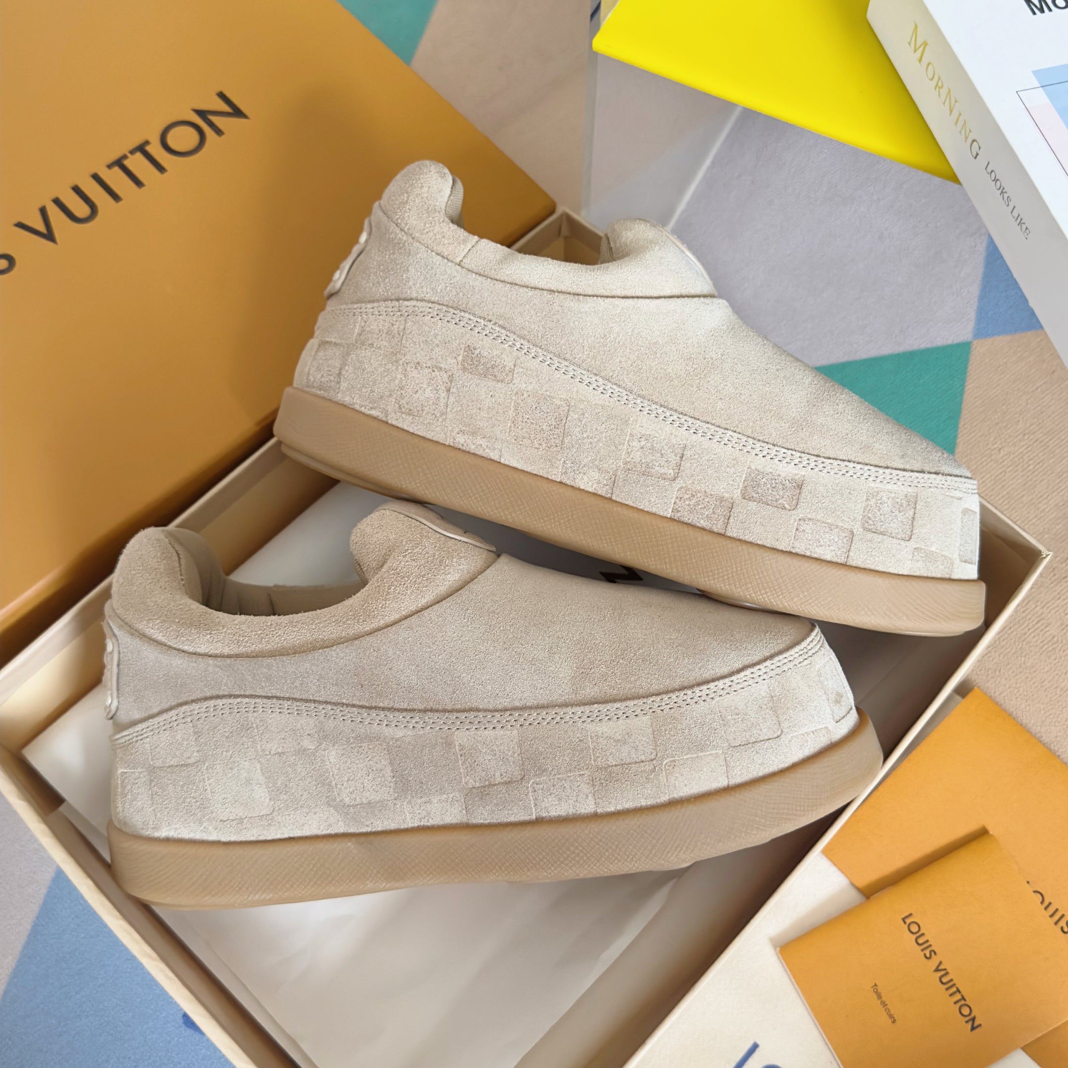 LV Yeti Slip On 20mm Soft Amber Embossed Damier Graphine Suede 459765
