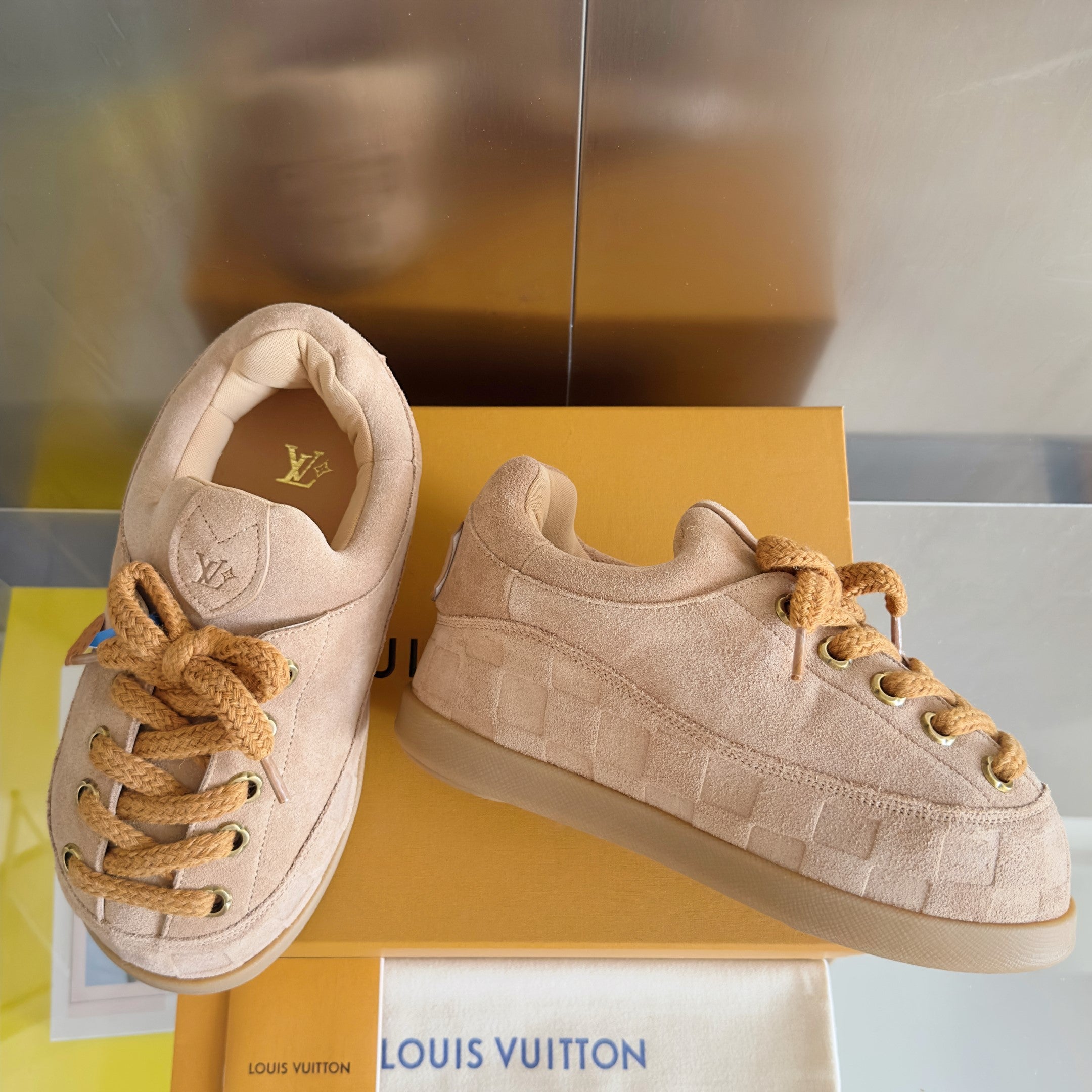 LV x Ingo Casual Sports Shoes 50mm Cameo Embossed Damier Graphine Suede 459767