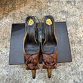 YSL Dakota Pumps 50mm Brown Satin 637210