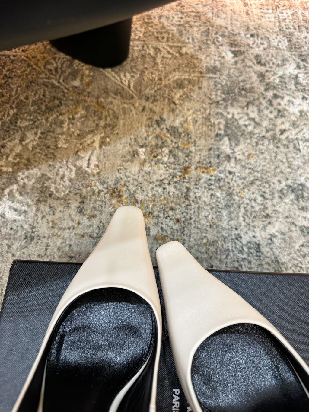YSL Anne-Marie Slingback 8cm White Sheepskin Silk 637228