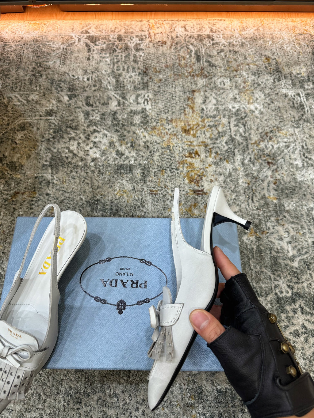 Prada 26s Slingback 6cm White Cowhide 804085