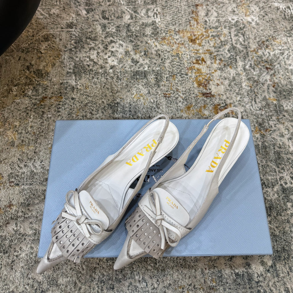 Prada 26s Slingback 6cm White Cowhide 804085