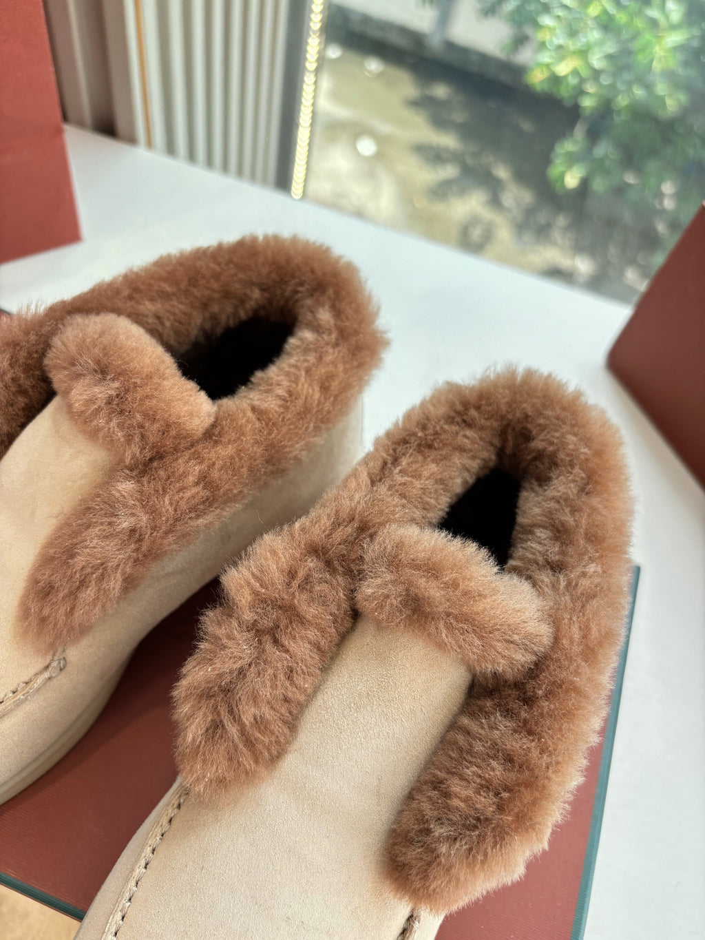 LP Open Walk Ankle Boot Light Beige Brown Fur Suede 507421