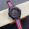 Hublot Big Bang Ferrari Ceramic Watch 45mm Red Blue Leather Strap