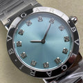 BVLGARI 33mm Blue Dial Diamond Numerals Steel