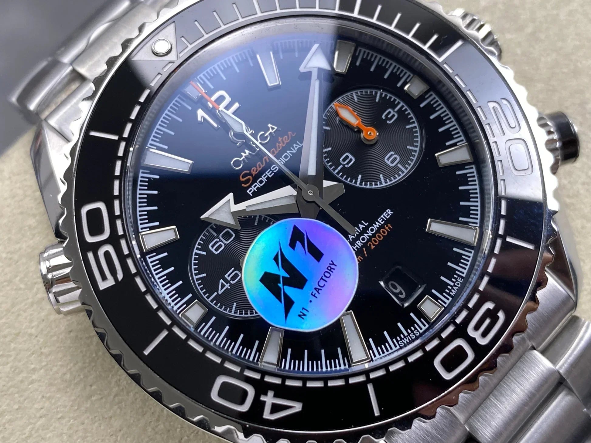 Omega Seamaster 46mm Black Dial Sliver Case Black Bezel Steel