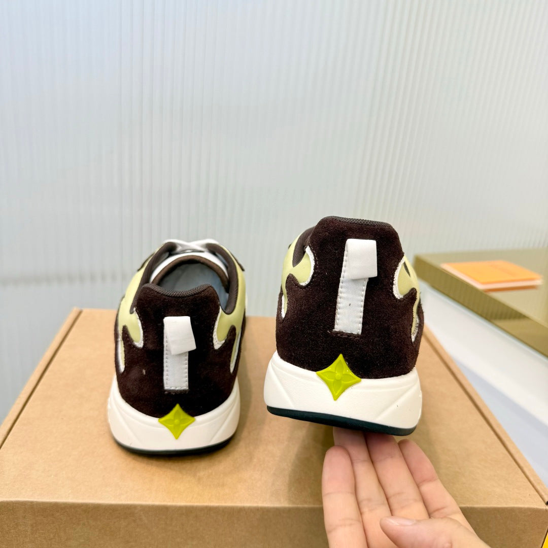 LV Drop Sneaker Coffee Yellow Fabric Suede 837937