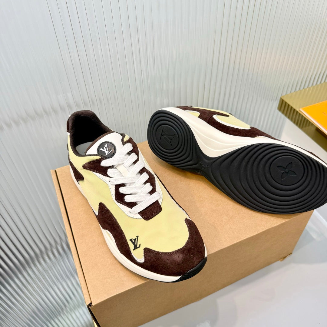 LV Drop Sneaker Coffee Yellow Fabric Suede 837937