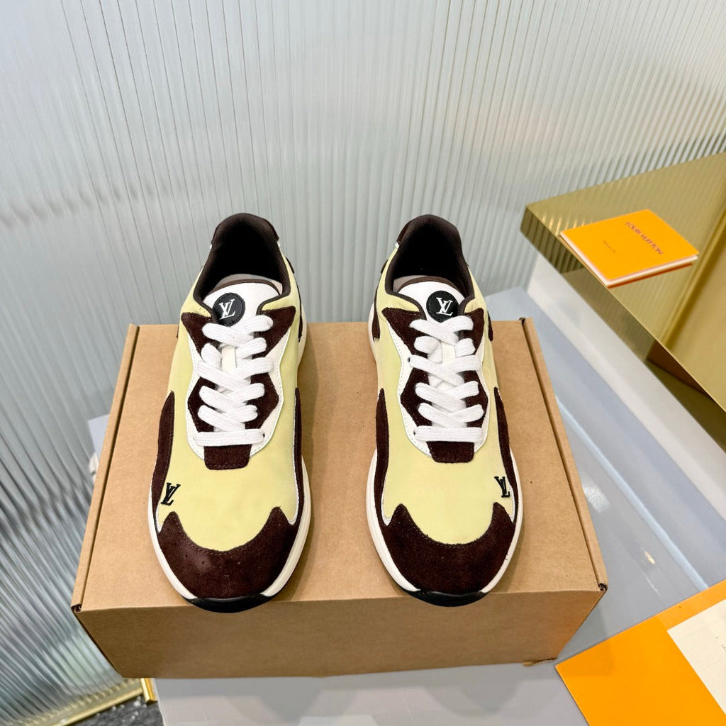 LV Drop Sneaker Coffee Yellow Fabric Suede 837937