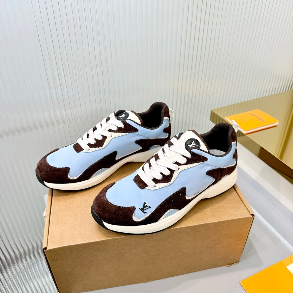 LV Drop Sneaker Coffee Blue Fabric Suede 837938
