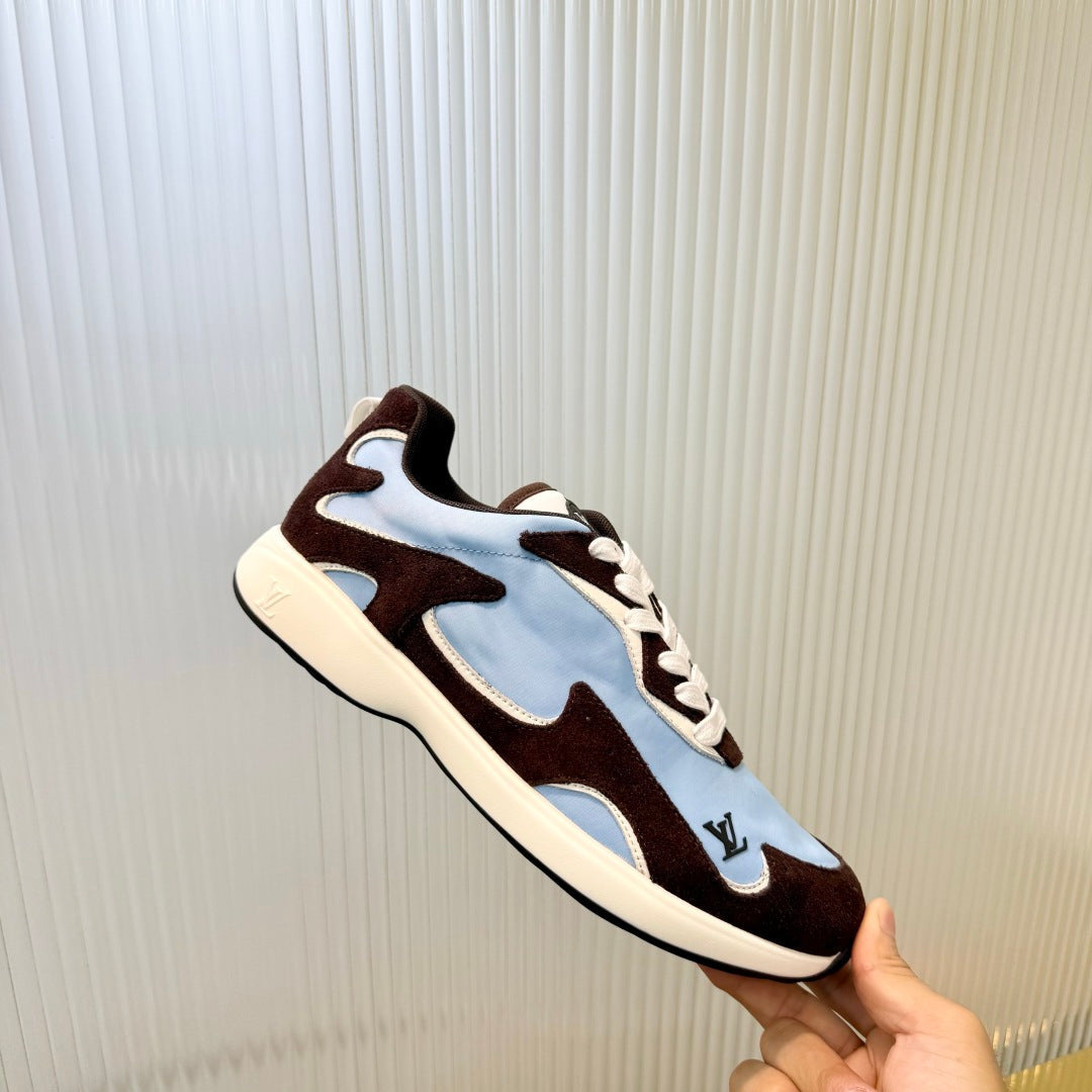 LV Drop Sneaker Coffee Blue Fabric Suede 837938