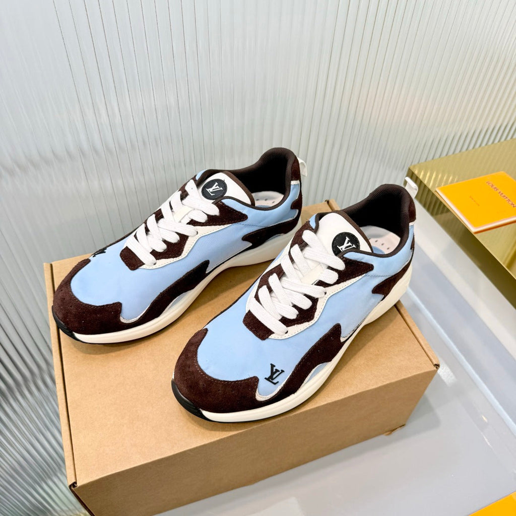 LV Drop Sneaker Coffee Blue Fabric Suede 837938