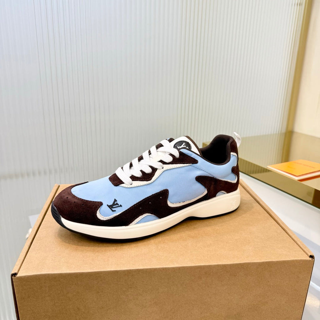 LV Drop Sneaker Coffee Blue Fabric Suede 837938