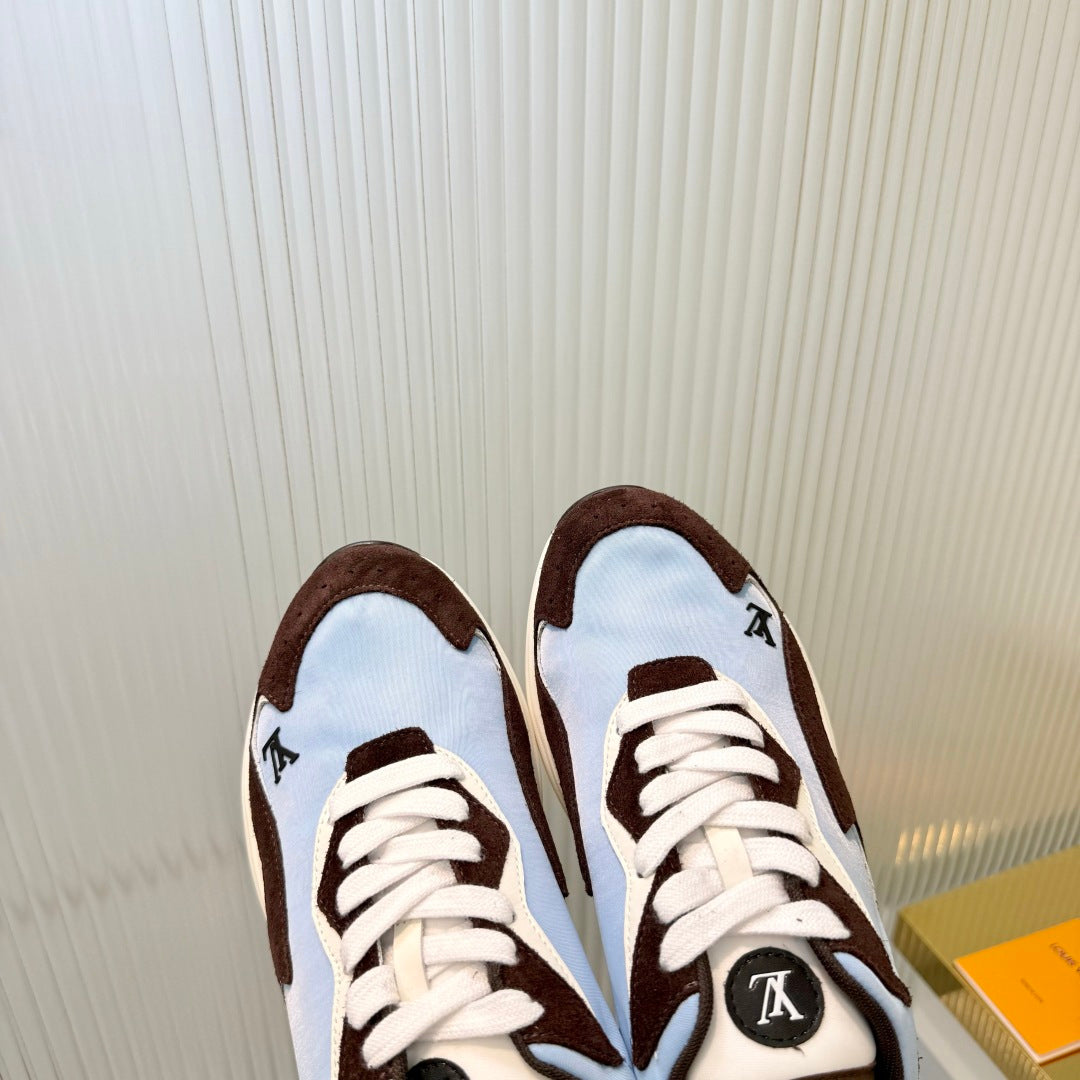 LV Drop Sneaker Coffee Blue Fabric Suede 837938