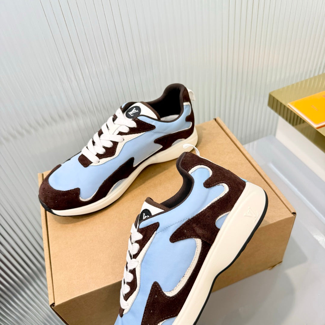 LV Drop Sneaker Coffee Blue Fabric Suede 837938
