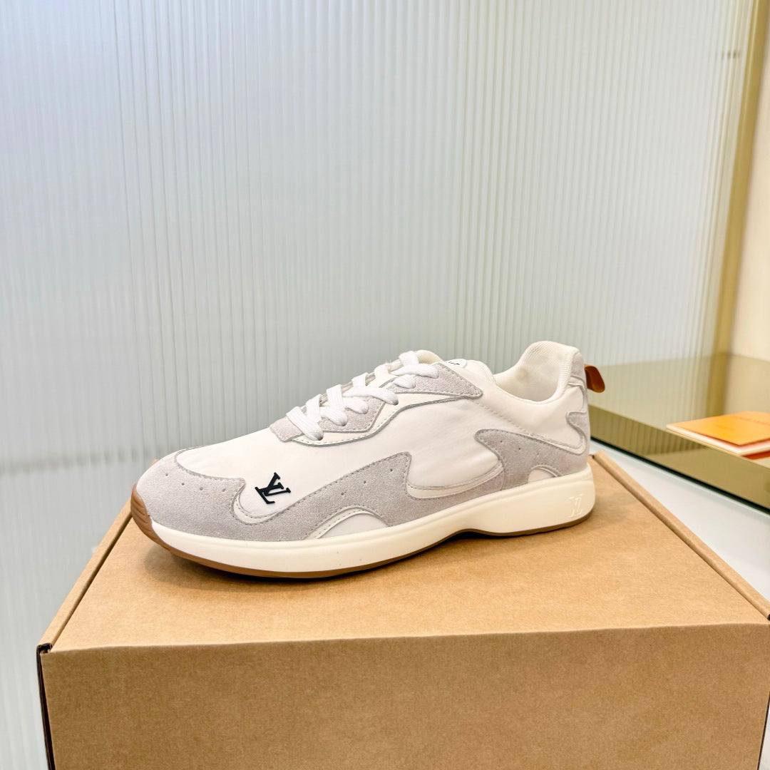 LV Drop Sneaker White Sliver Fabric Suede 837939