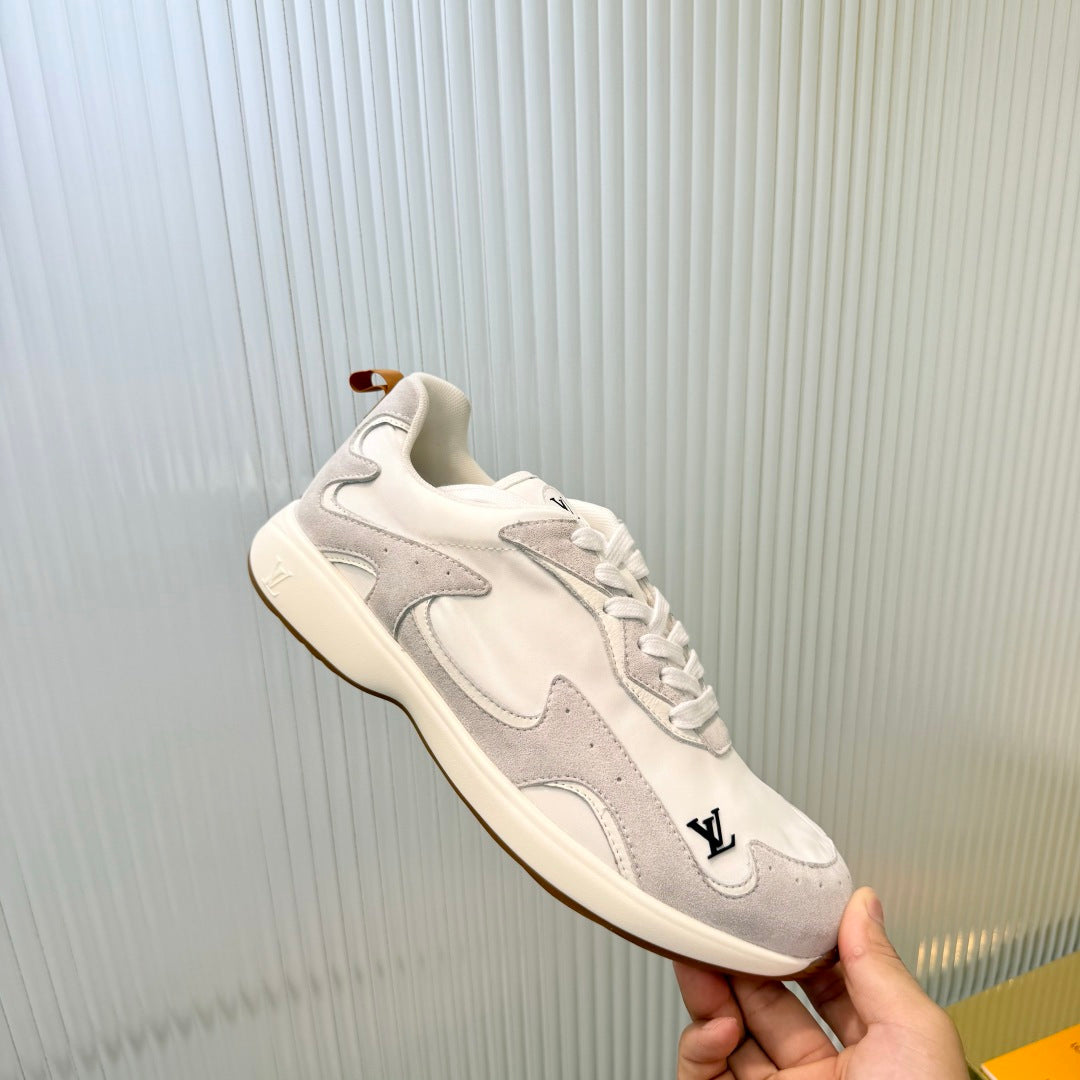 LV Drop Sneaker White Sliver Fabric Suede 837939