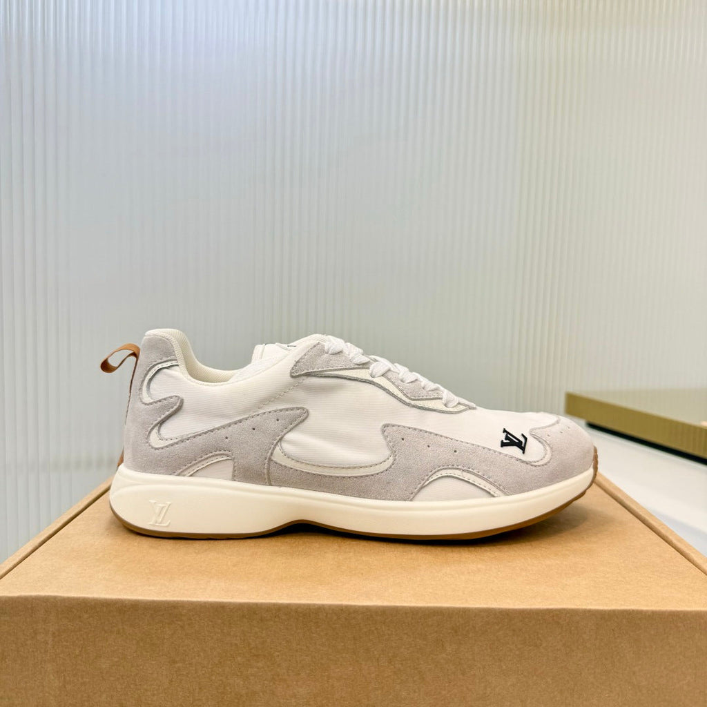 LV Drop Sneaker White Sliver Fabric Suede 837939