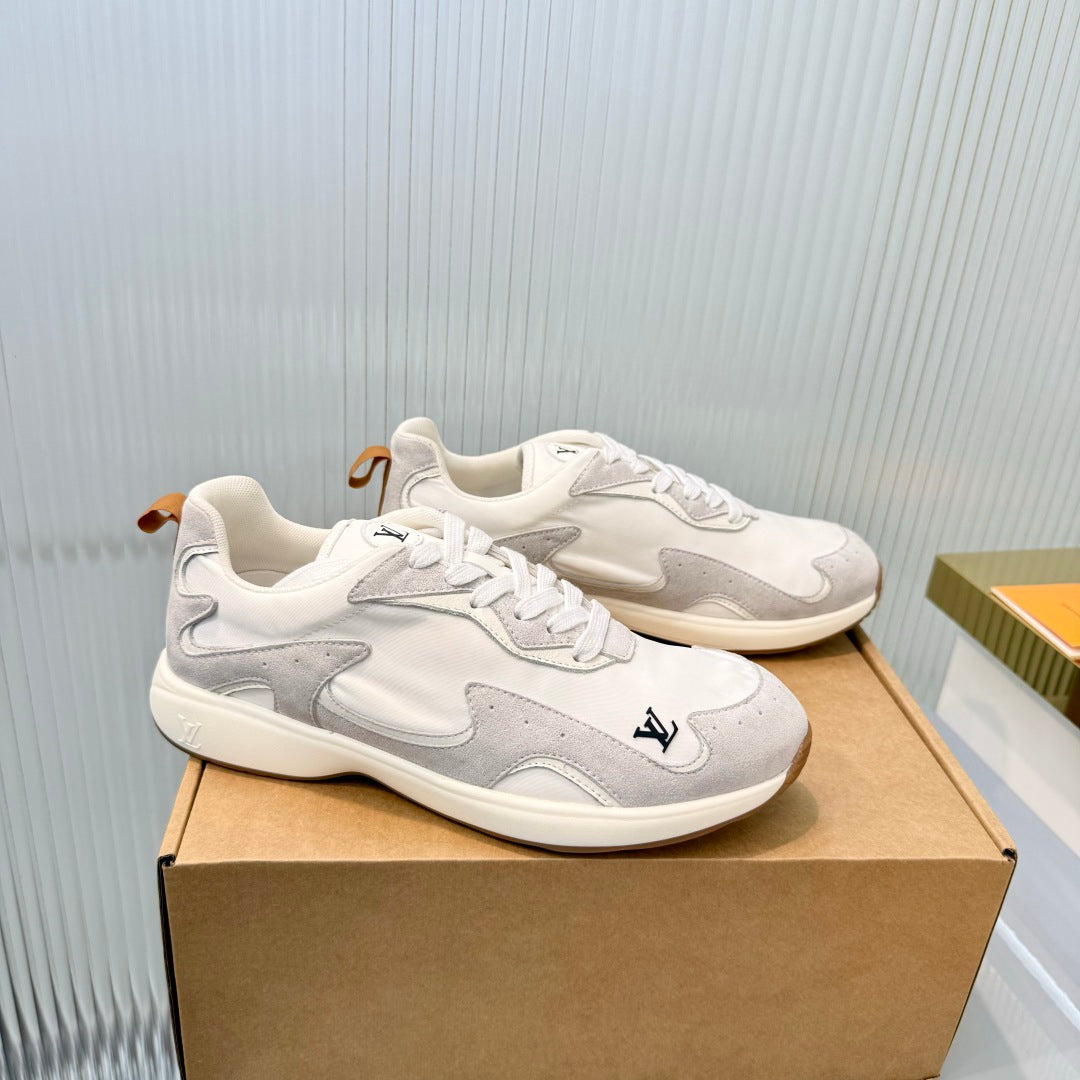 LV Drop Sneaker White Sliver Fabric Suede 837939