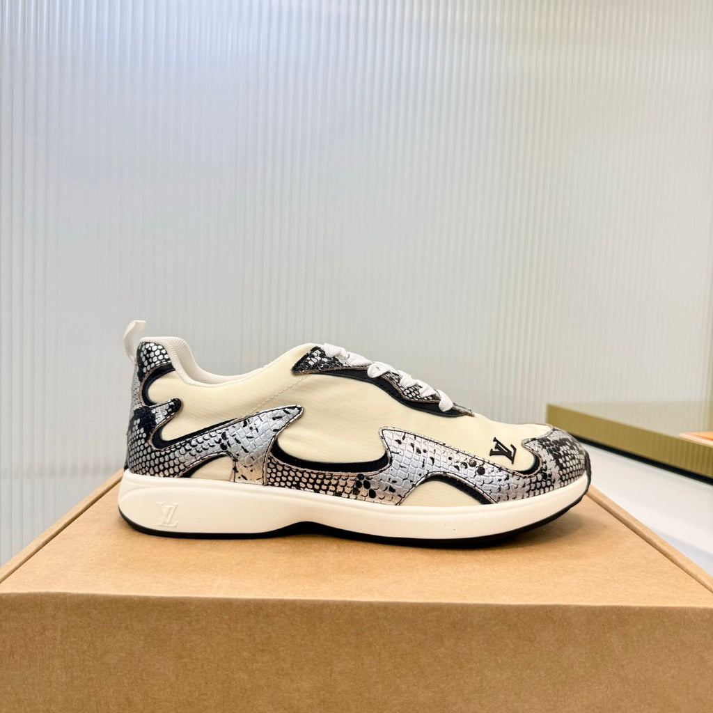 LV Drop Sneaker Cream Sliver Fabric Suede 837940
