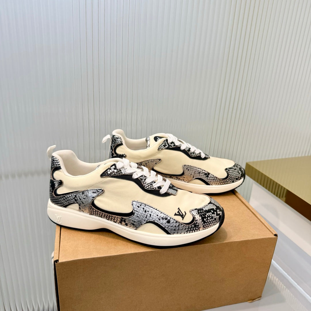 LV Drop Sneaker Cream Sliver Fabric Suede 837940