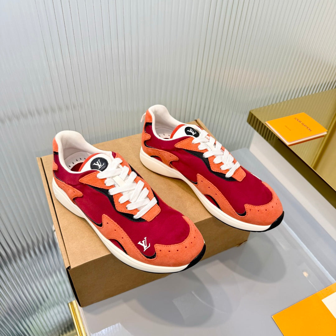 LV Drop Sneaker Orange Red Fabric Suede 837941