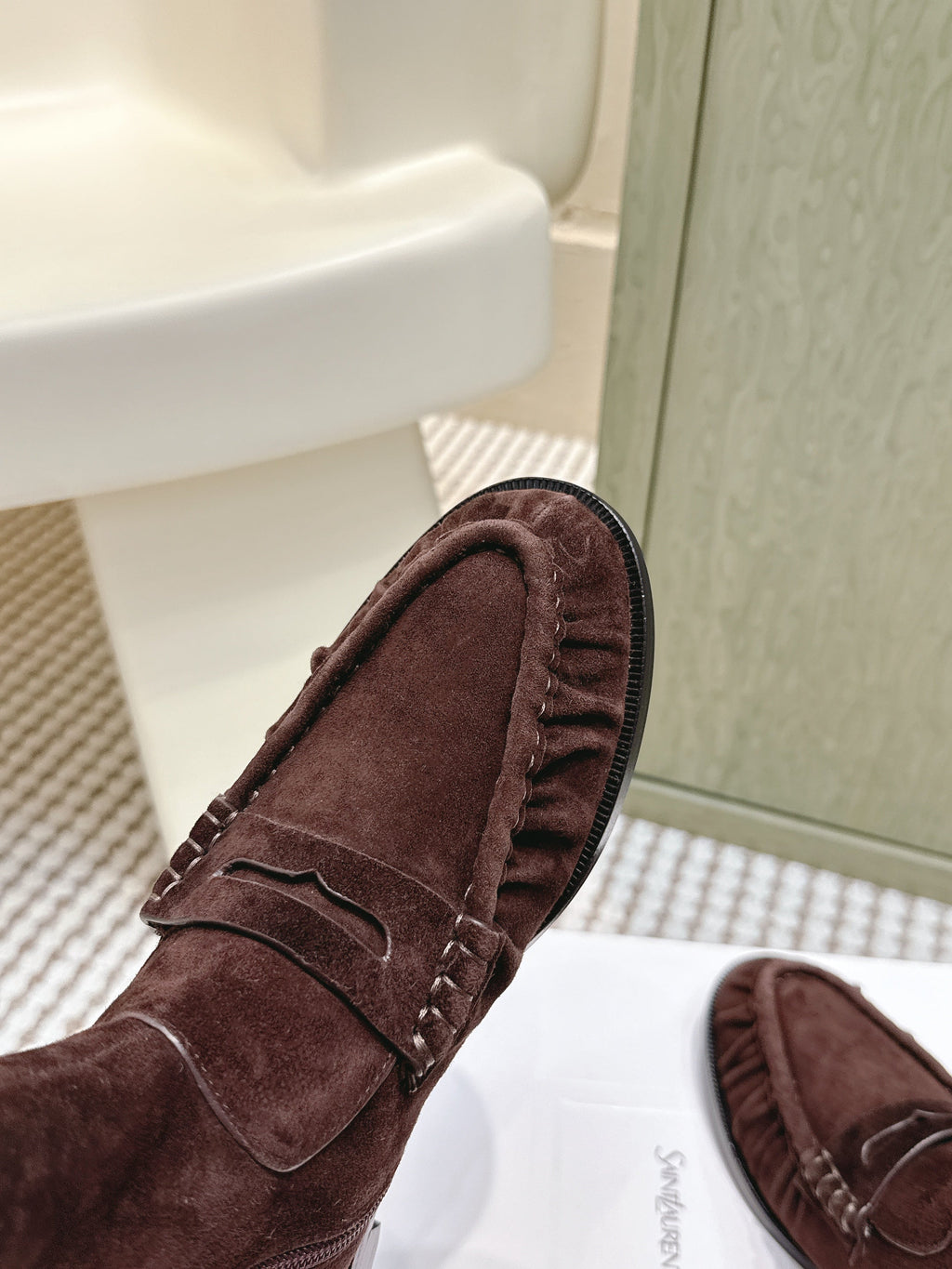 YSL 2025 High-top Loafer Brown Suede 569418