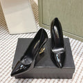 YSL 26ss High Heel Pumps 85 Black Patent Leather Sliver 654696