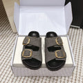 YSL 26ss Platform Slippers Black Gray Denim Leather 663210