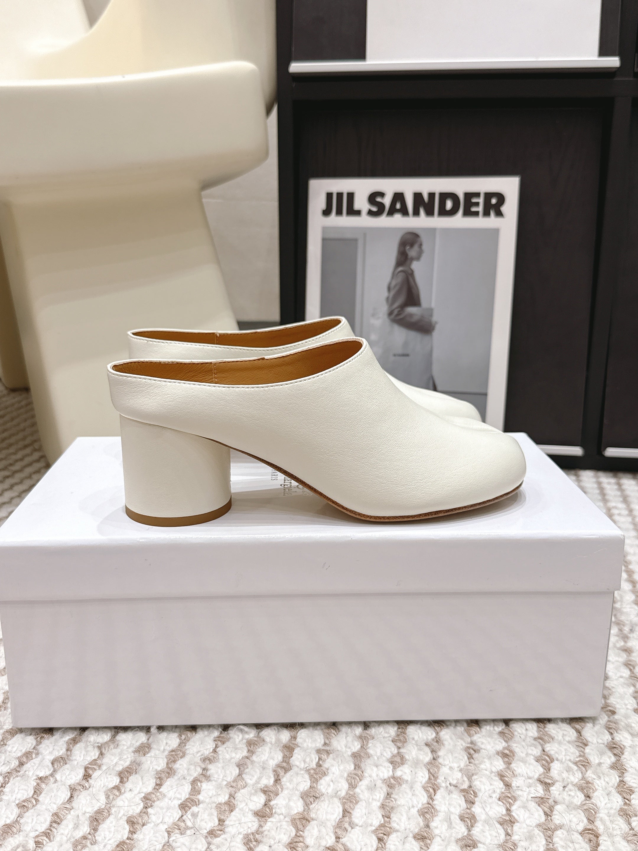 Maison Margie Tabi Décolleté Mule 6cm White Cowhide 722685