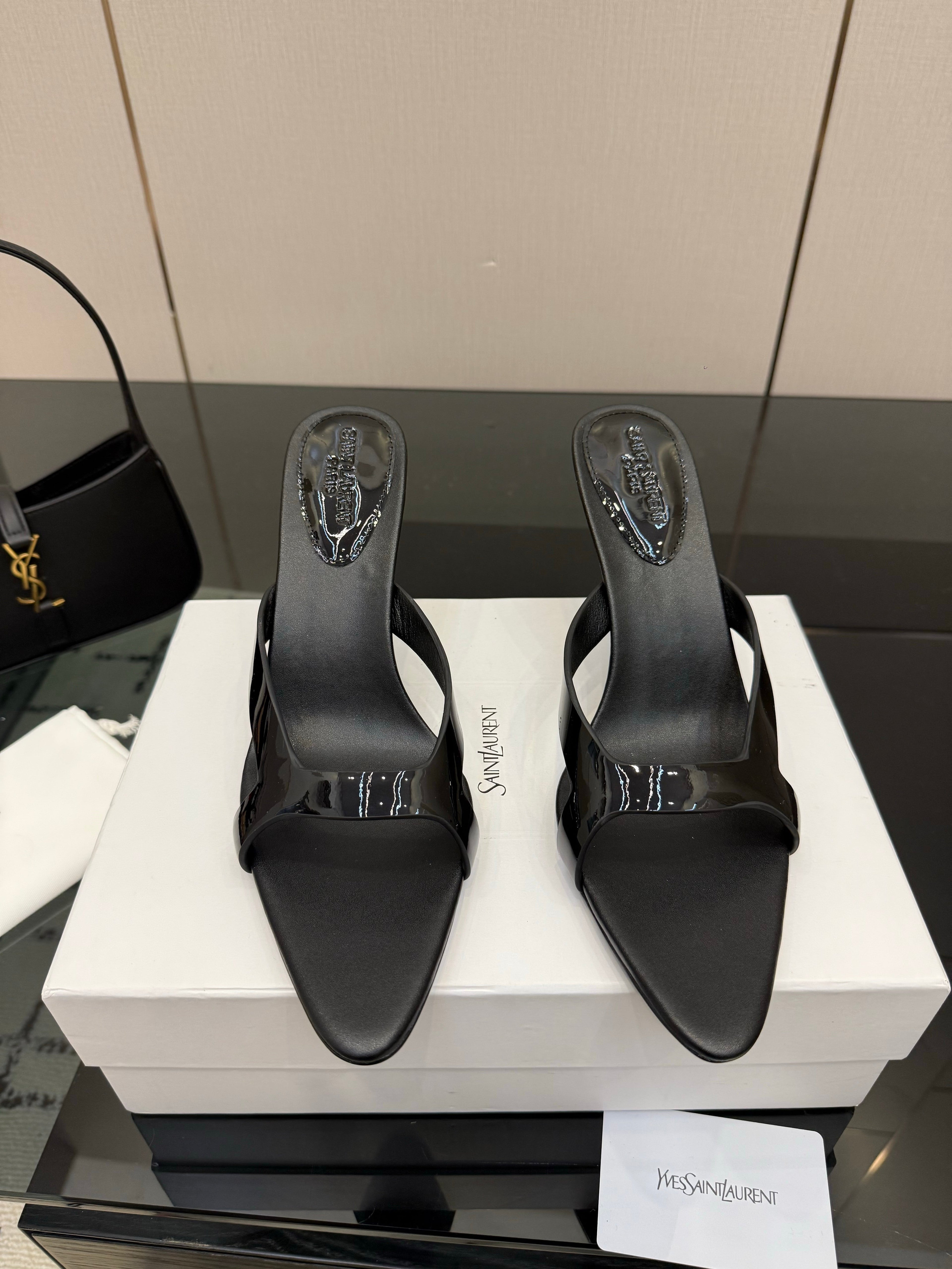 YSL Sandal 9cm Black Cowhide 828245
