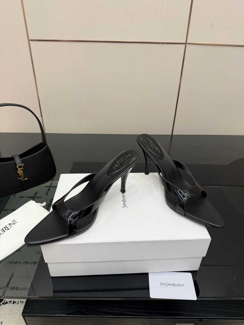 YSL Sandal 9cm Black Cowhide 828245
