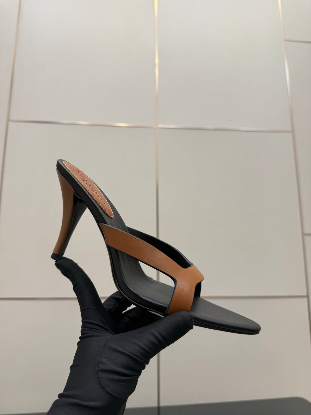YSL Sandal 9cm Black Brown Cowhide 828249