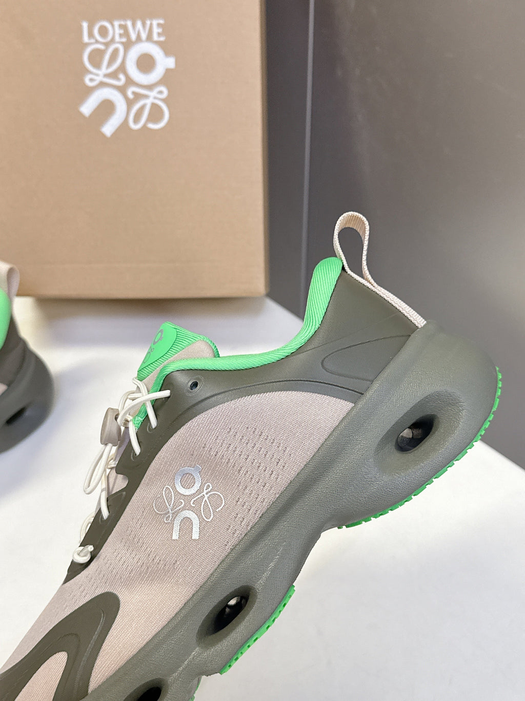 Loewe x On Cloudsolo Sneakers Khaki Green/Sand  Polyester and Mesh 536844